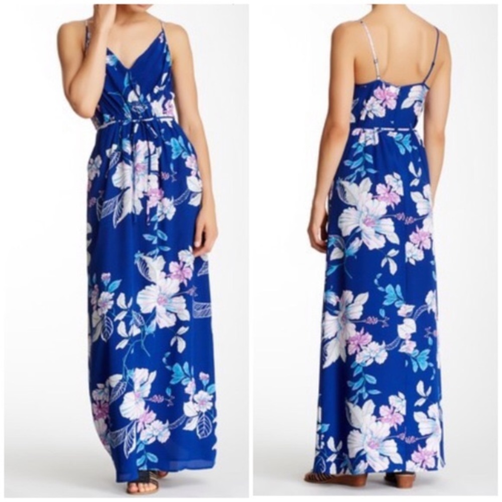 Yumi Kim Floral Maxi Dress Cobalt Blue Size Medium